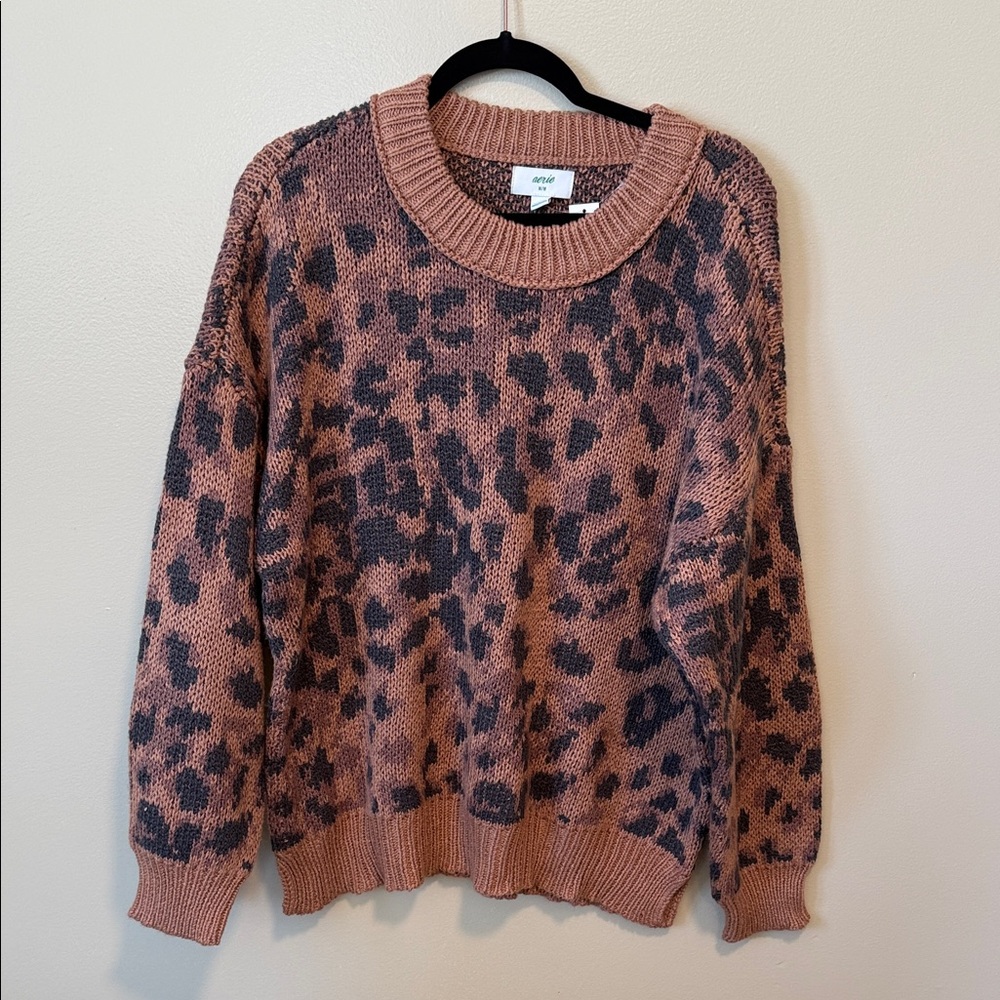 NWT Aerie Leopard Print Sweater - Brown and Black size Medium